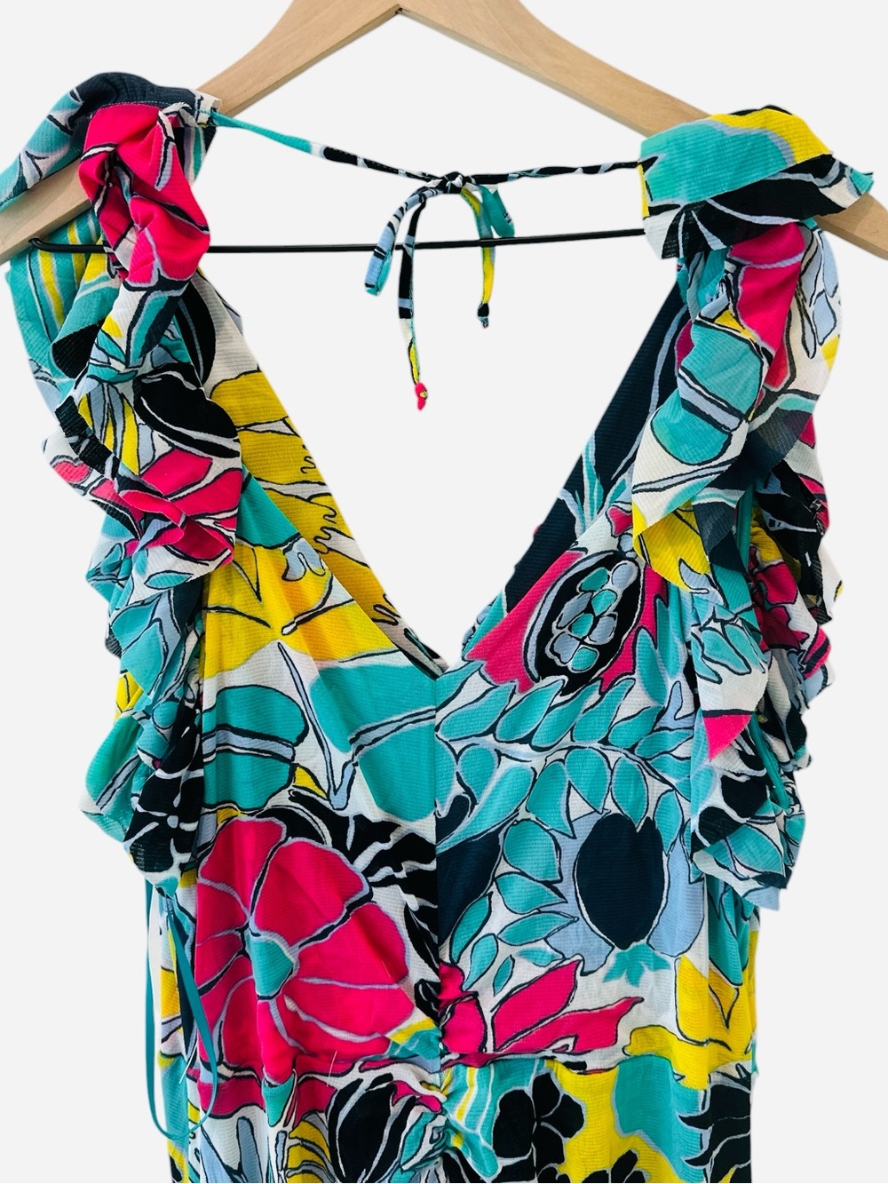 Diane Von Furstenberg Sean Floral Mesh Ruffle Maxi Dress - Picture 9 of 10